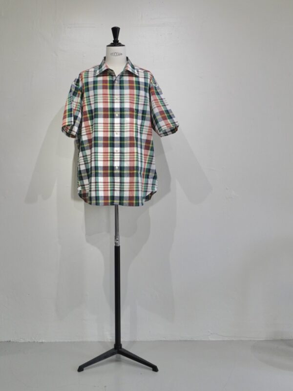 マドラス　チェック　半袖　シャツ　オーダーシャツ　