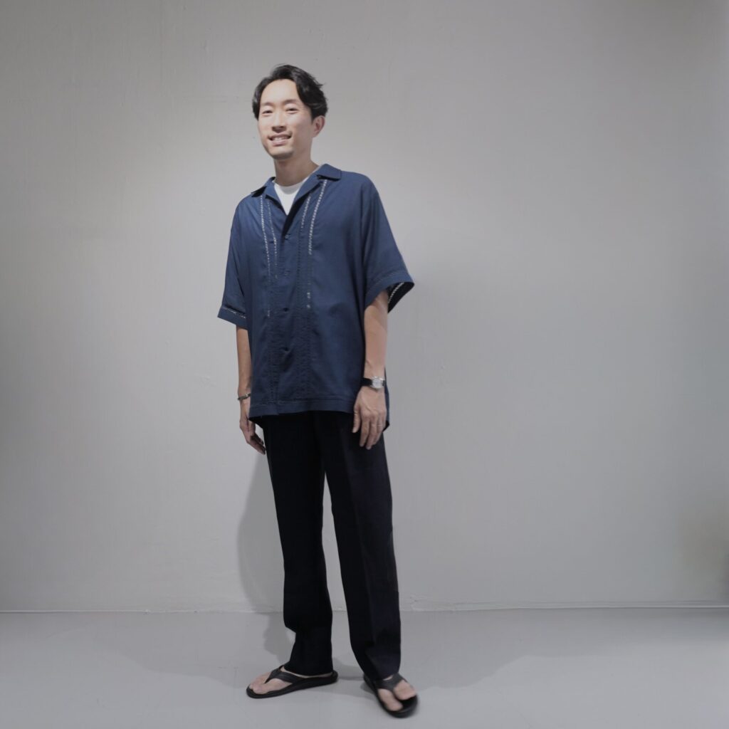 DSC02551 リネン 麻 オーダー トラウザー パンツ スラックス ネイビー